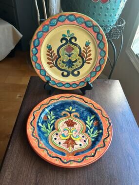 2 Talavera hand painted dinner plates